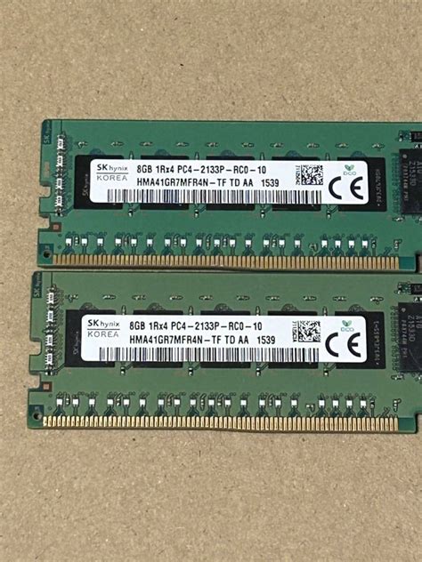 目立った傷や汚れなし16GB8GB 2枚セット SKhynix 8GB 1Rx4 PC4 2133P サーバー DDR4 メモリー