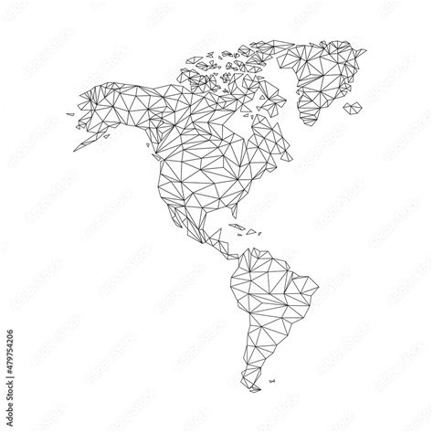 North And South America Map World Map With Triangular Shapes Map Of