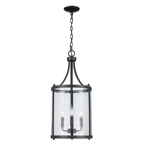 Bel Air Lighting 3 Light Bronze Pendant With Clear Glass Shade The Home Depot Canada