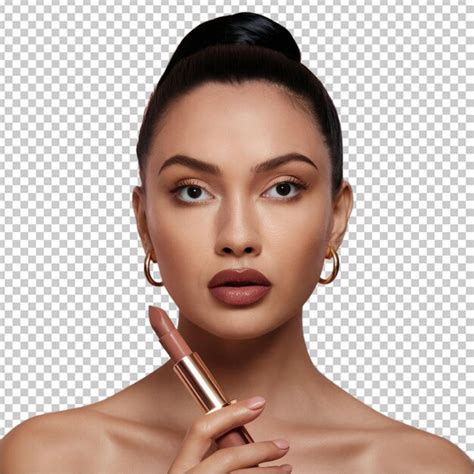 Of A Nude Lipstick With A Slanted Tip Isolated On Transparent Background Premium AI Generated PSD