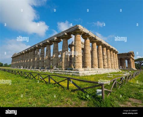 Heraion And Temple Of Poseidon Paestum Campania Italy Stock Photo