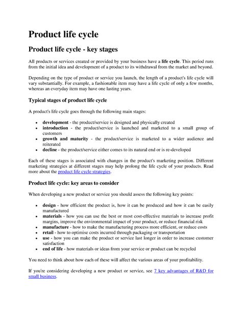 Product Life Cycle Product Life Cycle Key Stages Guide Product Life Cycle Product Life