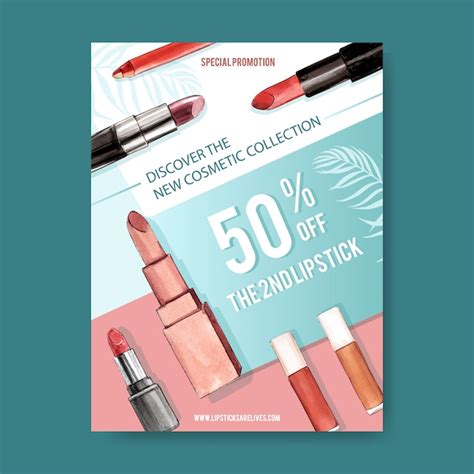 Free Vector | Cosmetic poster with various lipsticks