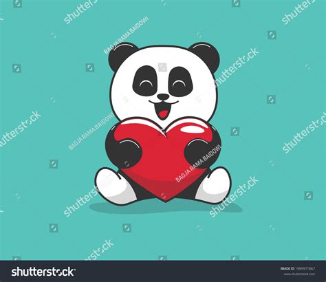 Cute Panda Holding Heart Love Cartoon Stock Vector Royalty Free