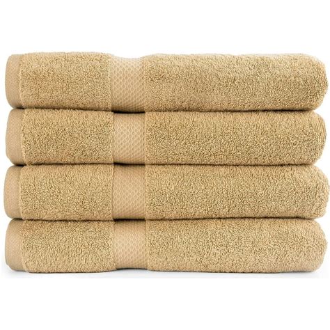 Akti Cotton Premium Beige Bath Towels Set Of 4 Cotton Shower Towels