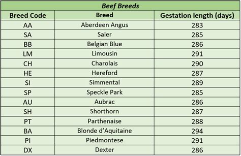 Cattle Gestation Period Chart - Best Picture Of Chart Anyimage.Org