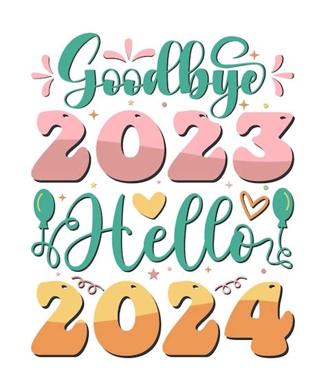 Premium Vector Goodbye 2023 Welcome 2024 Retro Typography And Happy