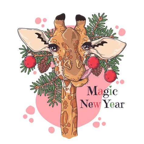 Giraffe Cartoon Christmas Hat Stock Illustrations Giraffe Cartoon