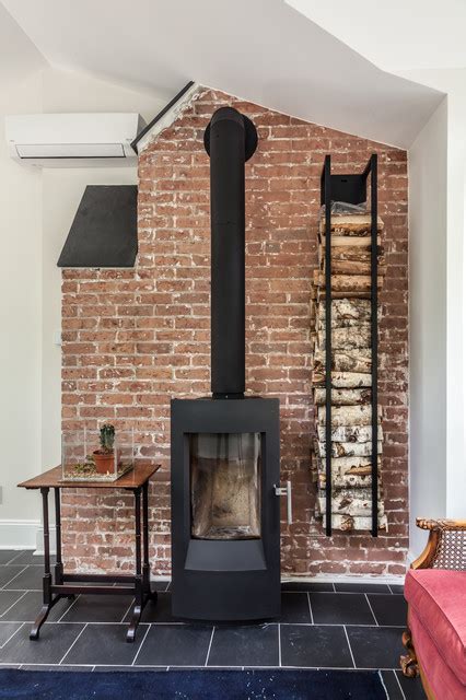 Free Standing Wood Burning Stove Traditional Home Office New York