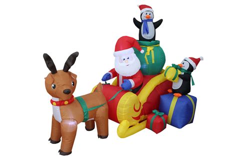 The Holiday Aisle® Christmas Santa With Reindeer Inflatable And Reviews