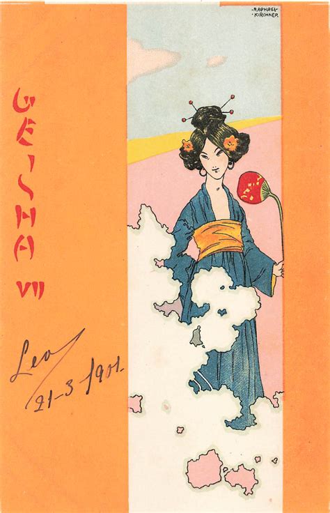 sig Raphael Kirchner Geisha VII um 1900 Wiener Werkstätte Postkarten