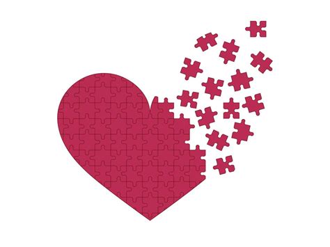 Broken Heart And Unhappy Unrequited Love Concept Heart With Puzzle