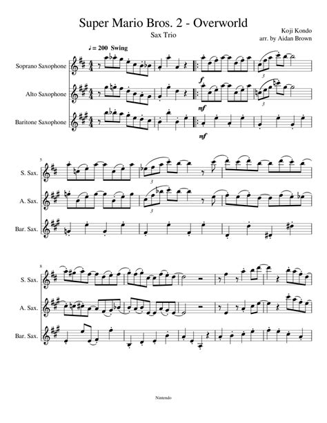 Alto Saxophone Sheet Music Mario