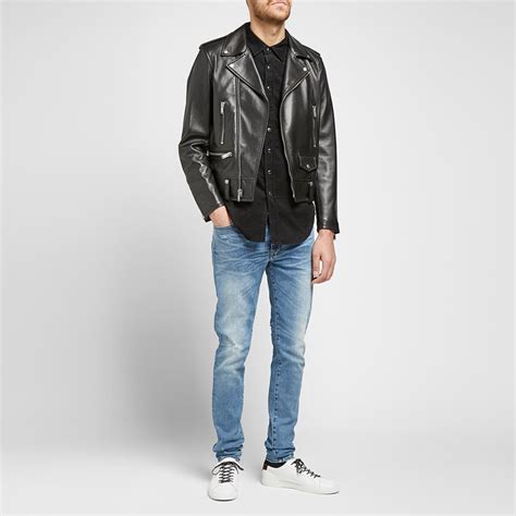 Saint Laurent Classic Leather Biker Jacket Black End At