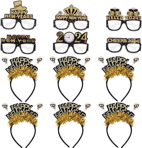 Jollyboom Happy New Year Eyeglasses Headband Set 2024 New Year Party