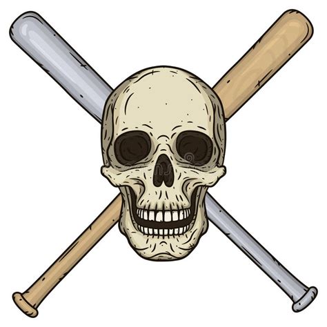 Skull And Crossed Baseball Bat Stock Vector Illustration Of Crossed