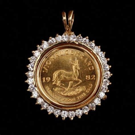 Krugerrand Gold Coin Set In K Yellow Gold And Diamond