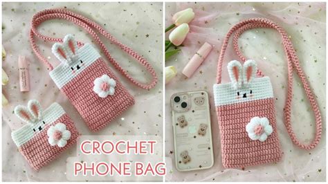 70 Crochet Phone Bag Móc Túi Đựng Điện Thoại Hình Thỏ Ngọc Đáng Yêu