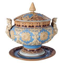 Monumental Stoneware Villeroy And Boch Mettlach Punch Bowl Tureen At