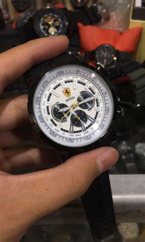 Jam Tangan Ferrari Automatic Chronograph White Fesyen Pria Jam Tangan