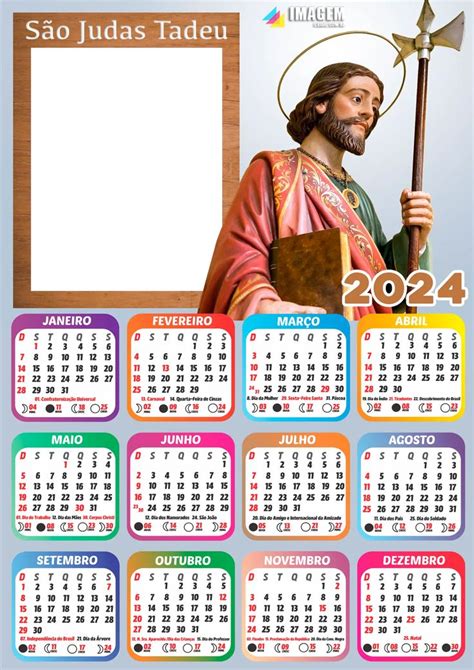 Moldura São Judas Tadeu PNG para Fazer Montagem Calendário 2024 Grátis