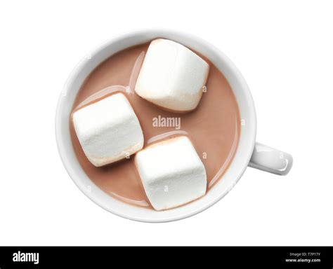 Cup With Hot Cocoa Drink And Marshmallows On White Background Stock Photo Alamy