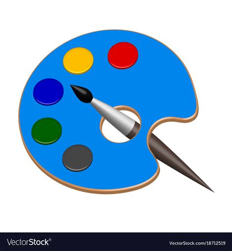 Palette With Paints And Brush Royalty Free Vector Image