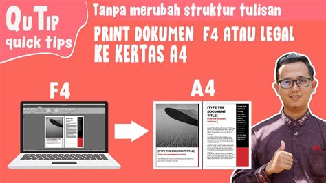 Cara Print Dokumen Ukuran F4 Atau Legal Di Kertas A4 Youtube