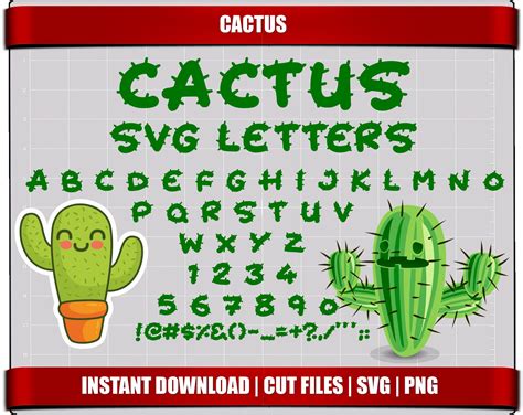 Cactus Font Svg Cut Files Letters Alphabet Cactus Digital Etsy