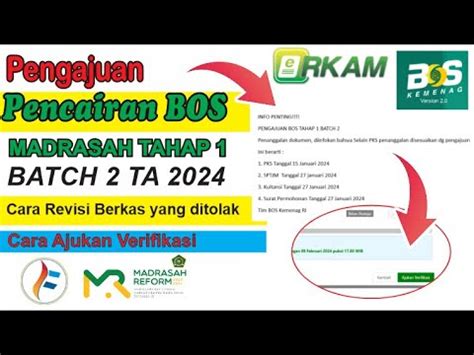 Pengajuan Pencairan Dana Bos Madrasah Tahap Batch Tahun Anggaran