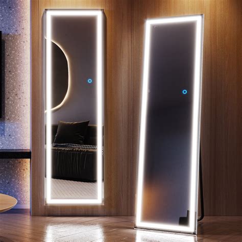 Lvsomt X Full Length Floor Mirror With Led Lights Free Standing