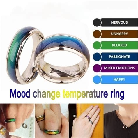 1pc Stainless Steel Ring Color Changing Mood Ringemotional Temperature