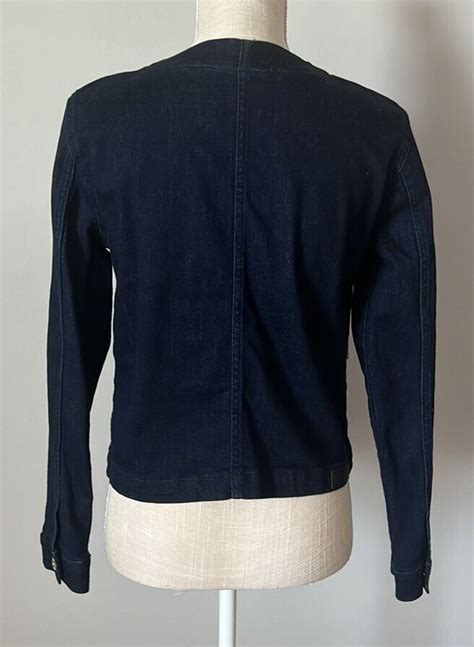 Dkny Women S Collarless Denim Jacket Dark Denim Size Gem