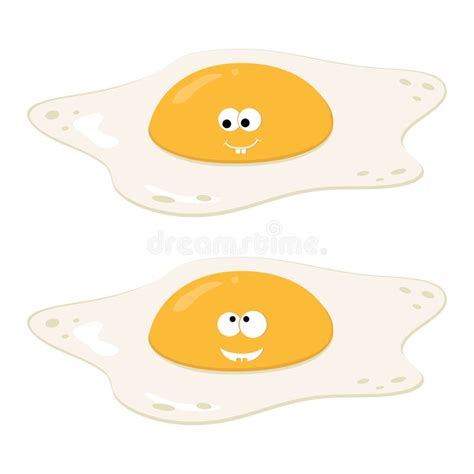 Cute Character Fried Eggs Color Isolated Vector Illustration Of Kawaii