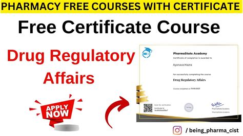 Free Course On Drug Regulatory Affairs With Certificate Free Pharmacy