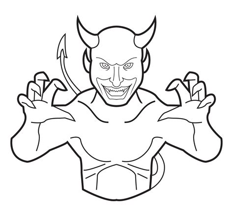 Black and white vector illustration of devil 19469385 Vector Art at ...