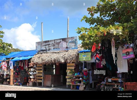 Shops At The Entrance Of Tulum Archaeological Zone Tulum Mexico Stock