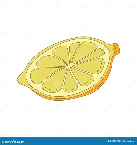 Hand Drawn Lemon Slice Fruit Vector Illustration Creative Hand Drawn