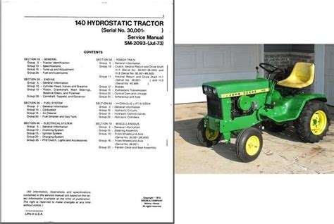 John Deere 140 Hydrostatic Lawn Garden Tractor Service Repair Manual