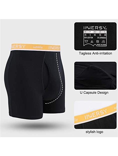 Buy Innersy Mens Cotton Boxer Briefs Underwear Regular Long With Pouch 7 Pack Online Topofstyle