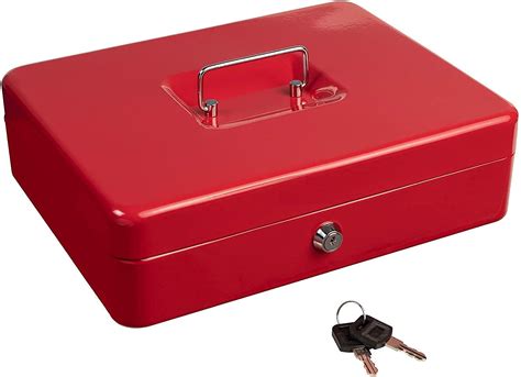 Soniqe Metal Cash Box 20x16x9 Cm Handle Cash Box Safe Lock Cash Case