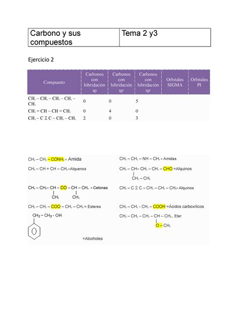 Tema 2 Y3 Trabajo Carbono Y Sus Compuestos Tema 2 Y Ejercicio 2 Ch