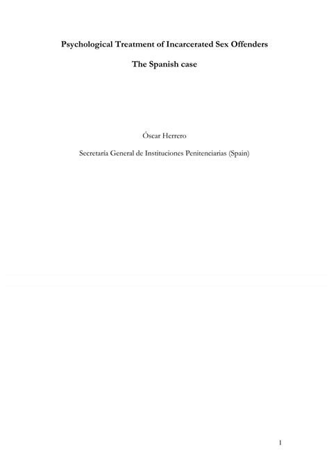 Psychological Treatment Of Incarcerated Sex Offenders The Spanish