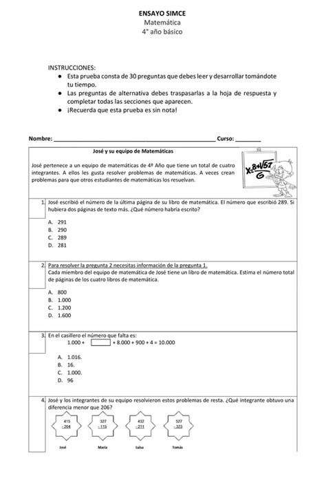 Ensayo Simce Matem Tica To B Sico Profe Social