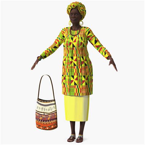 African Woman Wearing Traditional Clothes Neutral Pose 3d Model 169
