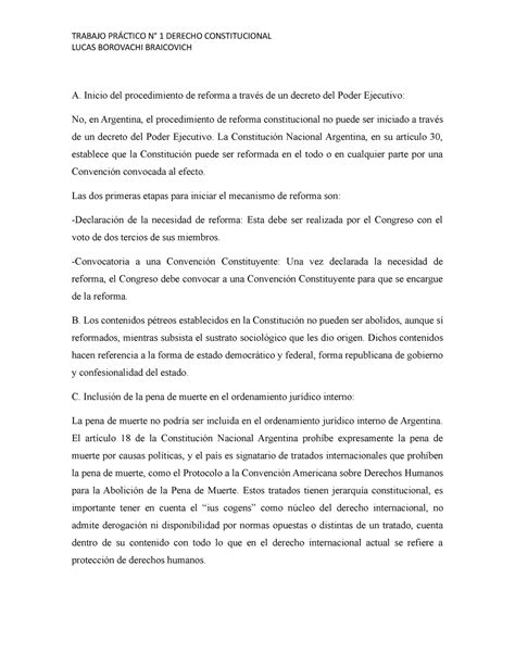 Trabajo Practico N° 1 Derecho Constitucional Trabajo PrÁctico N° 1 Derecho Constitucional