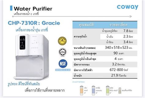 เครองกรองนำ ระบบ RO ปรบอณหภม 8 ระดบ รน CHP 7310R coway thailand