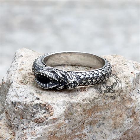 Dragon Ouroboros Stainless Steel Ring – GTHIC