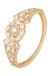 Buy Gold Plated Kundan Polki Embellished Floral Cutwork Bracelet By