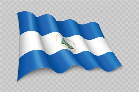 Bandera Ondeante Realista D De Nicaragua Vector Premium